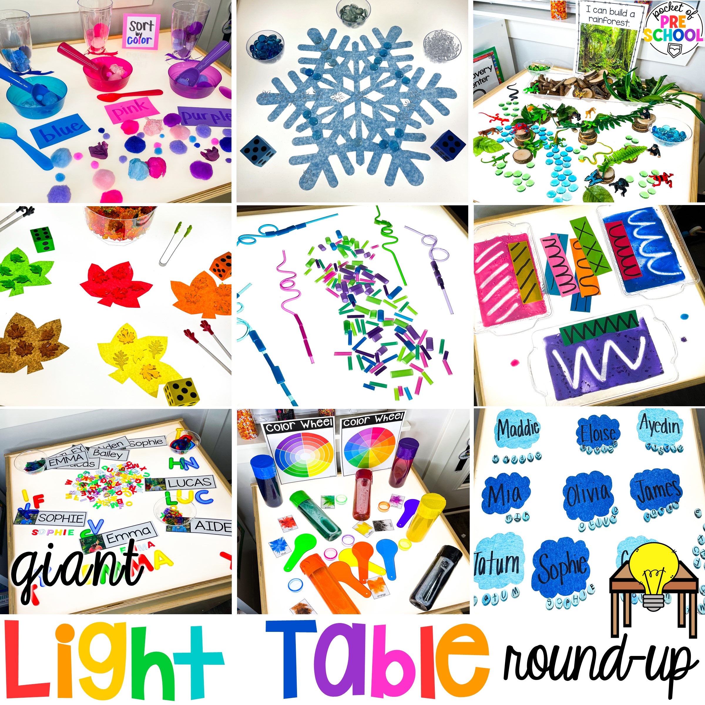 A giant light table round-up of preschool, pre-k, and kindergarten activities for the whole year!