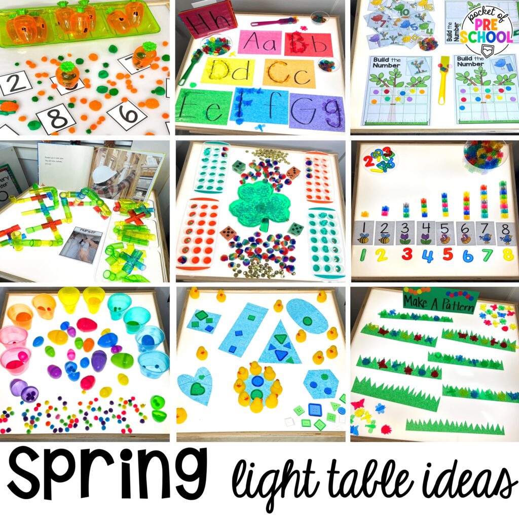 Spring light table ideas! A giant light table round-up of preschool, pre-k, and kindergarten activities for the whole year!