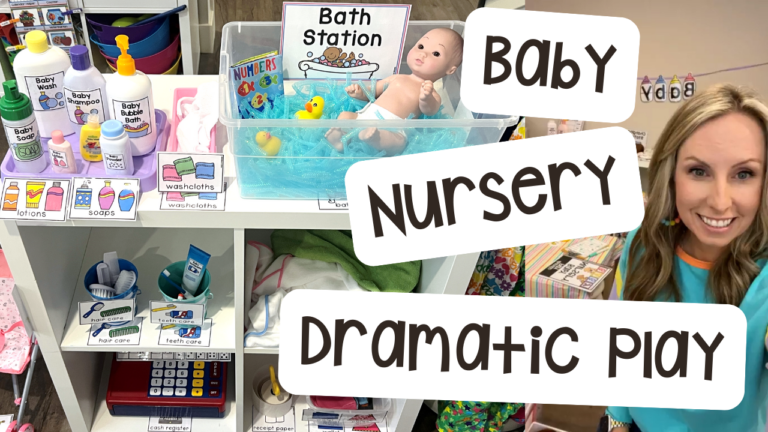 Check out the NEW baby nursery dramatic play set up for preschool, pre-k, or kindergarten rooms.