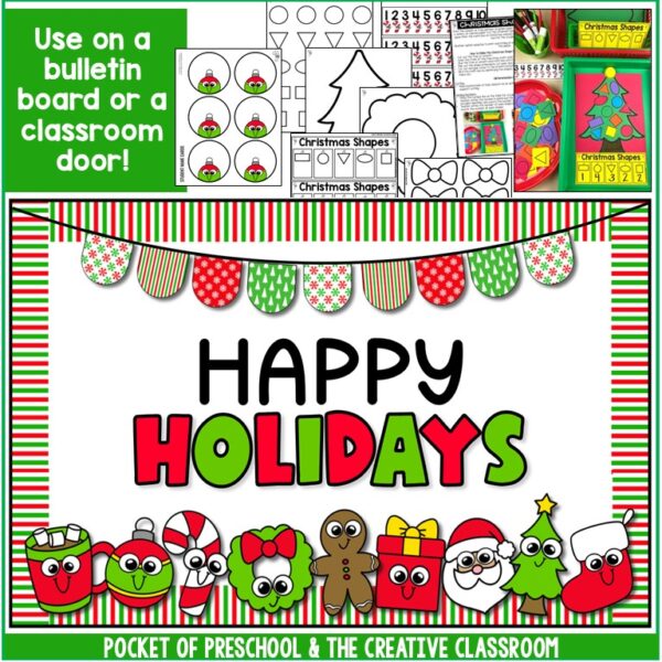 Create a cute Christmas bulletin board for your preschool, pre-k, kindergarten, or first-grade classroom!