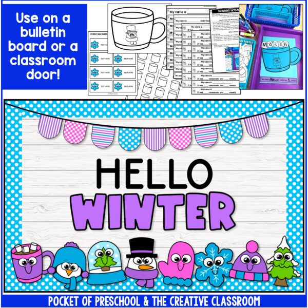 Create a cute WINTER bulletin board for your preschool, pre-k, kindergarten, or first-grade classroom!