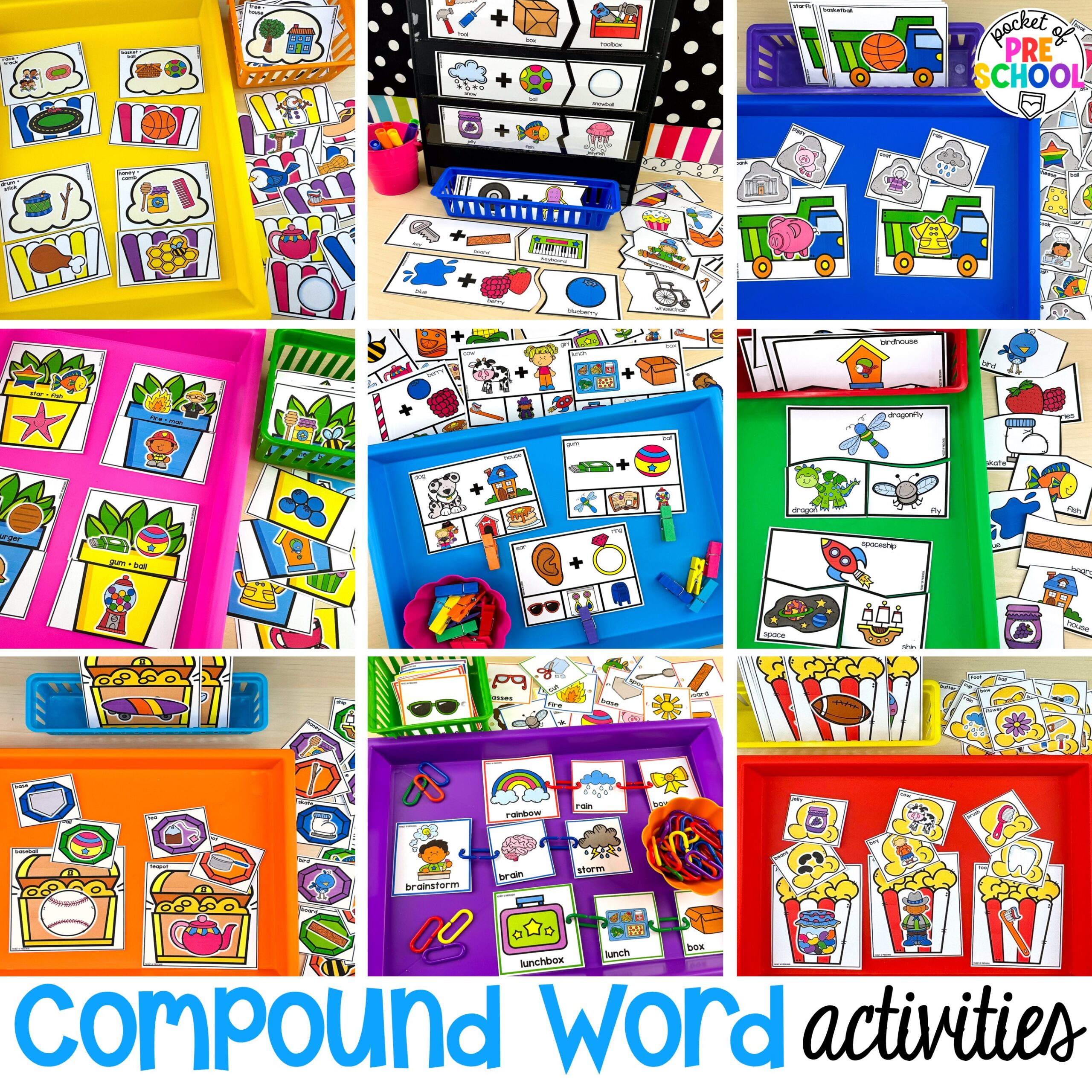 Practice blending and segmenting compound words in these fun and engaging printable games.