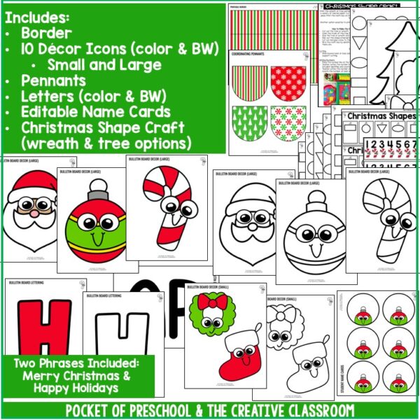 Create a cute Christmas bulletin board for your preschool, pre-k, kindergarten, or first-grade classroom!