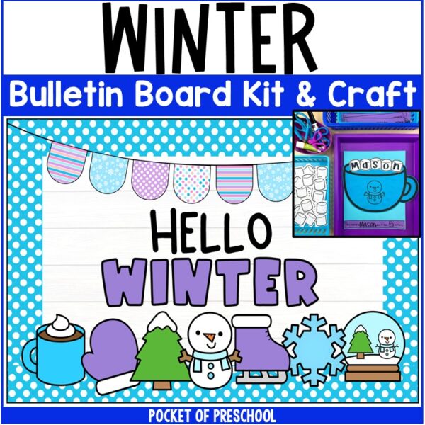 Create a cute WINTER bulletin board for your preschool, pre-k, kindergarten, or first-grade classroom! It's the perfect to display what students are learning in the hallway, door, or classroom bulletin board.