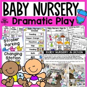 Baby Nursery Dramatic Play is a fun theme you can do in your pretend or dramatic play center for a family theme, all about me theme, or if your class loves pretend play with baby dolls!