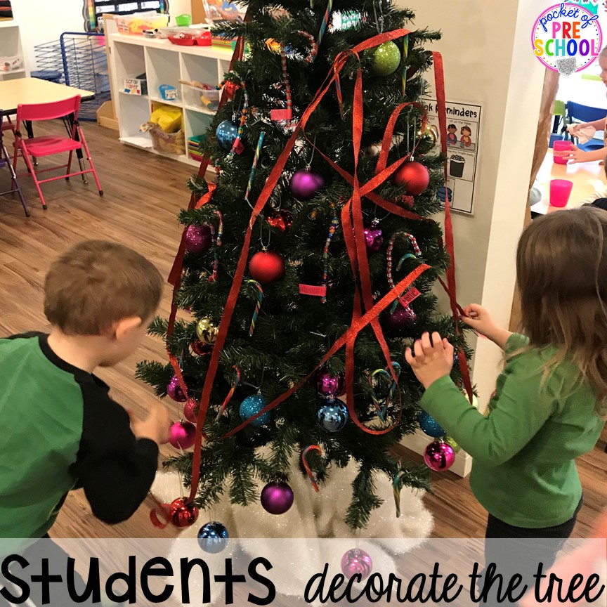 Ten Holiday Hacks for the Classroom & Survive the Christmas Season 3 Decorate the tree! Holiday hacks for the classroom (preschool, pre-k, kindergarten and elementary) to make the holidays less stressful in the classroom. #holidayhacks #teacherhack #preschool #prek