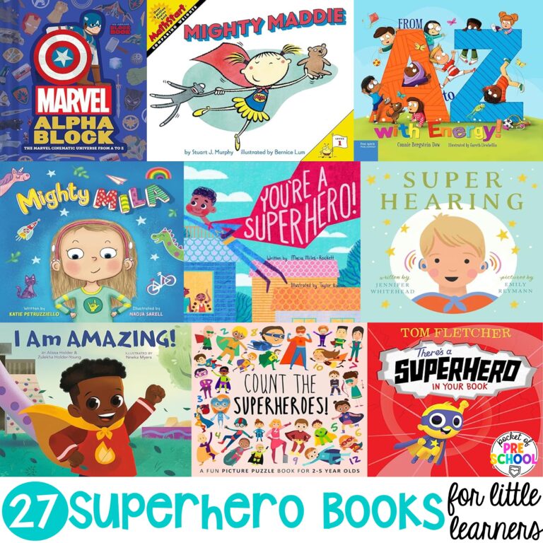 Superhero books for preschool, pre-k, and kindergarten students to explore their strengths and weaknesses with a fun theme.