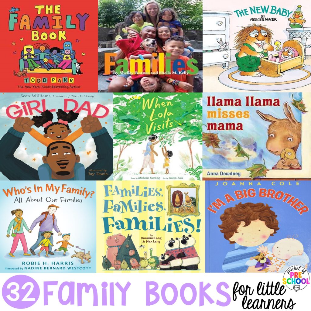 Family books for preschool, pre-k, and kindergarten students to read and learn about different families.