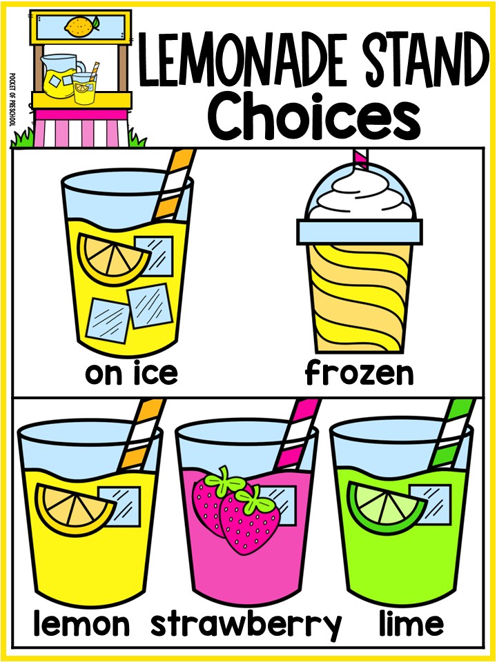 Lemonade Stand Dramatic Play Pretend Play Printables for Preschool PreK Kinder 3 Lemonade Stand Dramatic Play is a fun theme you can do in your pretend or dramatic play center for a summer theme, summer camp, community helpers theme, or beach theme.