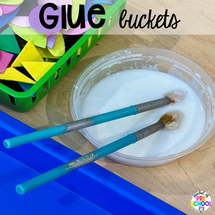 Glue Buckets! 18 3D art activities for preschool, pre-k, and kindergarten students to create, imagine, and develop fine motor skills!