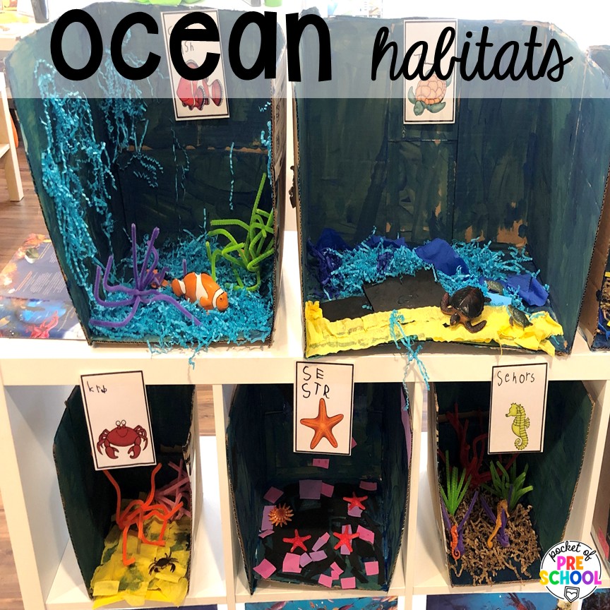 Ocean Habitats! 18 3D art activities for preschool, pre-k, and kindergarten students to create, imagine, and develop fine motor skills!
