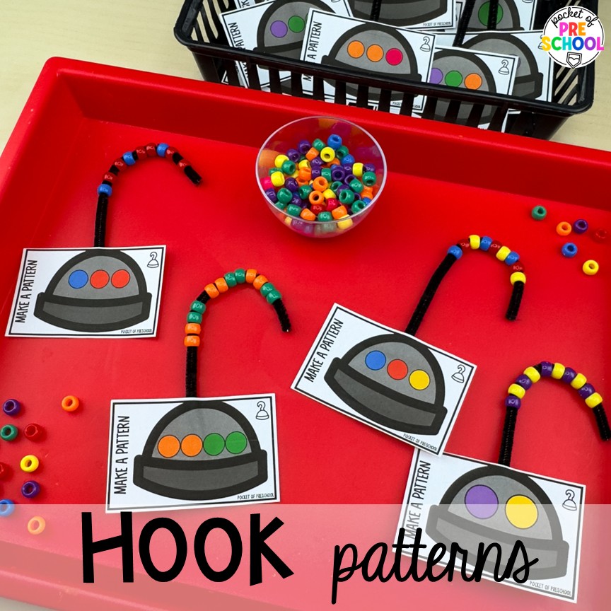 Pirate Activities for Preschool, Pre-K, and Kindergarten 21 Hook patterns! Pirate activities for preschool, pre-k, and kindergarten students- ideas for literacy, math, science, fine motor, art, and more! These pirate and mermaid centers are perfect for a fun, summer theme!