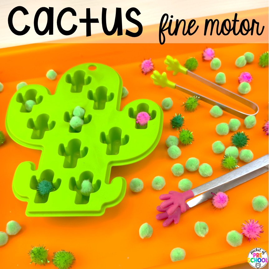Cowboy Activities & Centers for Preschool, Pre-k, and Kindergarten 4 Cactus fine motor! Cowboy activities & centers for a Western theme with your preschool, pre-k, and kindergarten students.