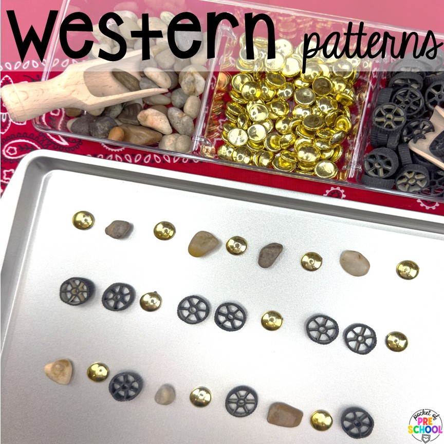 Cowboy Activities & Centers for Preschool, Pre-k, and Kindergarten 17 Western patterns! Cowboy activities & centers for a Western theme with your preschool, pre-k, and kindergarten students.