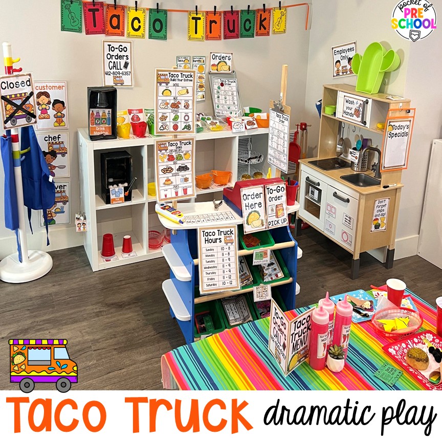 Cowboy Activities & Centers for Preschool, Pre-k, and Kindergarten 28 Taco truck dramatic play! Cowboy activities & centers for a Western theme with your preschool, pre-k, and kindergarten students.