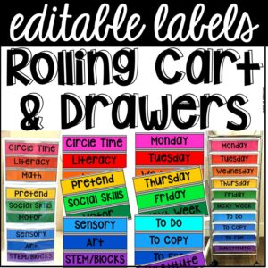 Drawer Labels to help you stay organized all year long! It includes 10 large and 9 small labels to fit perfectly on the rolling cart 10 drawer set and the Sterlite drawers.