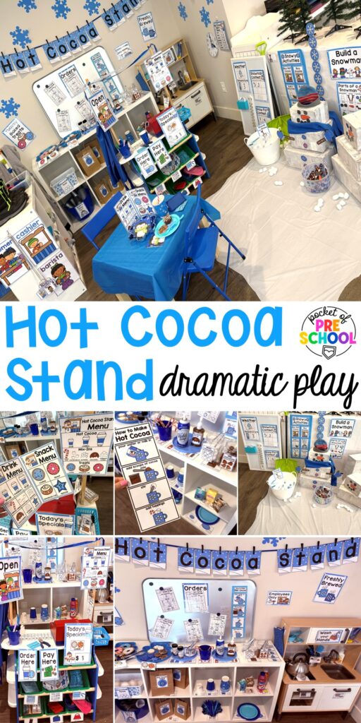 Hot Cocoa Stand Dramatic Play for Preschool, Pre-k, and Kindergarten 27 A hot cocoa stand is a fun and festive winter dramatic play setup that your preschool, pre-k, or kindergarten students are going to love.