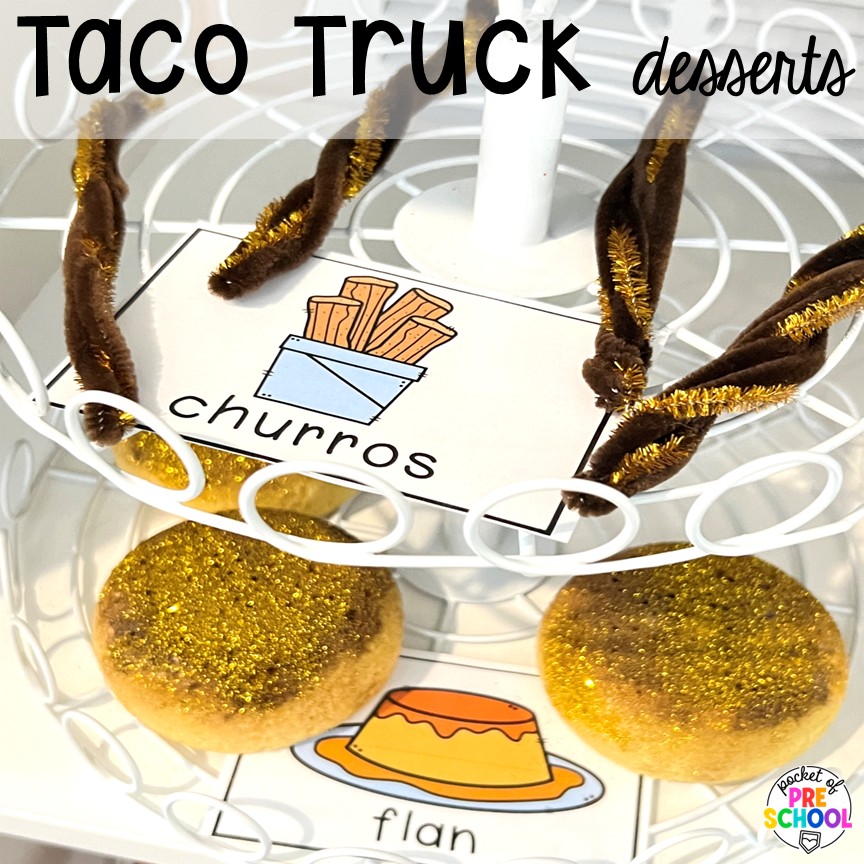Taco truck deserts! Transform your dramatic play area into a taco truck for a fun fiesta! Students can order, make food, or be the cashier while they pretend and play with their peers.