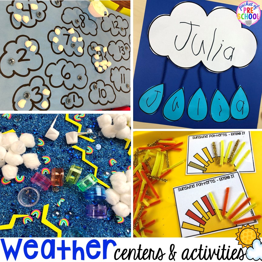 News & Weather Station Dramatic Play for Preschool, Pre-k, and Kindergarten 22 Have a weather theme in your preschool, pre-k, or kindergarten classroom while learning math and literacy skills.
