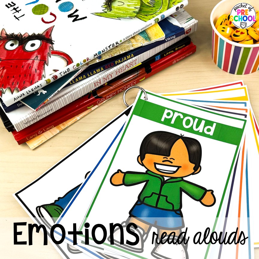 Feelings Activities & Centers for Preschool, Pre-K, & Kindergarten 22 Emotions read alouds! Activities and centers for teaching feelings & emotions to preschool, pre-k, and kindergarten students. Ideas for teaching basic & complex emotions during circle time, large groups, and more!