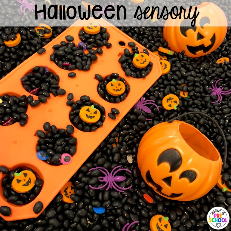 20+ Holiday Sensory Tables for Preschool, Pre-K, and Kindergarten 19 Halloween Sensory! Holiday sensory tables for every holiday with various sensory fillers and sensory tools that incorporate math, literacy, and science into play. #sensorytable #sensorybin #sensoryplay #preschool #prek