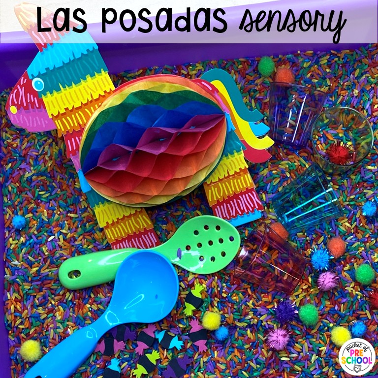 20+ Holiday Sensory Tables for Preschool, Pre-K, and Kindergarten 25 Las Posadas Sensory! Holiday sensory tables for every holiday with various sensory fillers and sensory tools that incorporate math, literacy, and science into play. #sensorytable #sensorybin #sensoryplay #preschool #prek