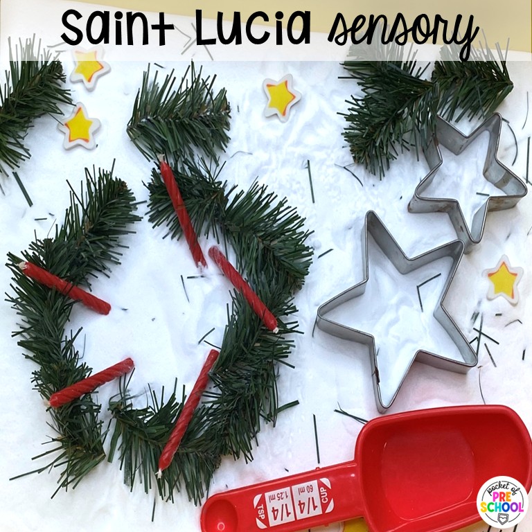 20+ Holiday Sensory Tables for Preschool, Pre-K, and Kindergarten 29 Saint Lucia Sensory! Holiday sensory tables for every holiday with various sensory fillers and sensory tools that incorporate math, literacy, and science into play. #sensorytable #sensorybin #sensoryplay #preschool #prek