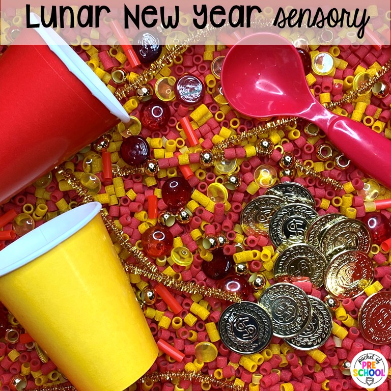 20+ Holiday Sensory Tables for Preschool, Pre-K, and Kindergarten 6 Lunar New Year Sensory! Holiday sensory tables for every holiday with various sensory fillers and sensory tools that incorporate math, literacy, and science into play. #sensorytable #sensorybin #sensoryplay #preschool #prek