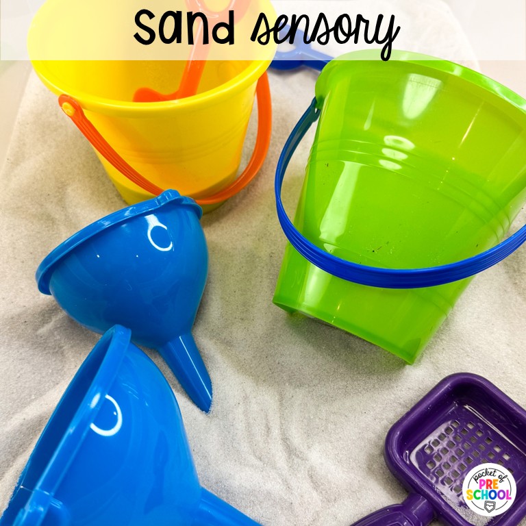 90 Sensory Table Ideas for the Year 2 Sand sensory! Sensory table ideas for the whole year! There are ideas for so many popular early childhood themes, food & nonfood filler ideas, and lots of props and treasures to use with preschool, pre-k, and kindergarten students!
