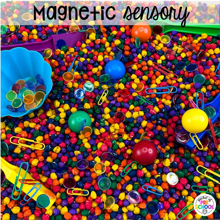90 Sensory Table Ideas for the Year 12 Magnetic sensory! Sensory table ideas for the whole year! There are ideas for so many popular early childhood themes, food & nonfood filler ideas, and lots of props and treasures to use with preschool, pre-k, and kindergarten students!