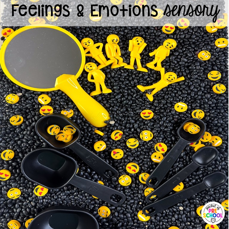 90 Sensory Table Ideas for the Year 10 Feelings & emotions sensory! Sensory table ideas for the whole year! There are ideas for so many popular early childhood themes, food & nonfood filler ideas, and lots of props and treasures to use with preschool, pre-k, and kindergarten students!