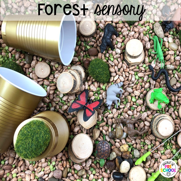 90 Sensory Table Ideas for the Year 20 Forest sensory! Sensory table ideas for the whole year! There are ideas for so many popular early childhood themes, food & nonfood filler ideas, and lots of props and treasures to use with preschool, pre-k, and kindergarten students!