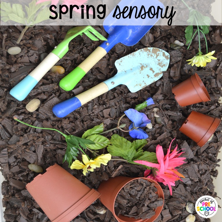 90 Sensory Table Ideas for the Year 23 Spring sensory! Sensory table ideas for the whole year! There are ideas for so many popular early childhood themes, food & nonfood filler ideas, and lots of props and treasures to use with preschool, pre-k, and kindergarten students!