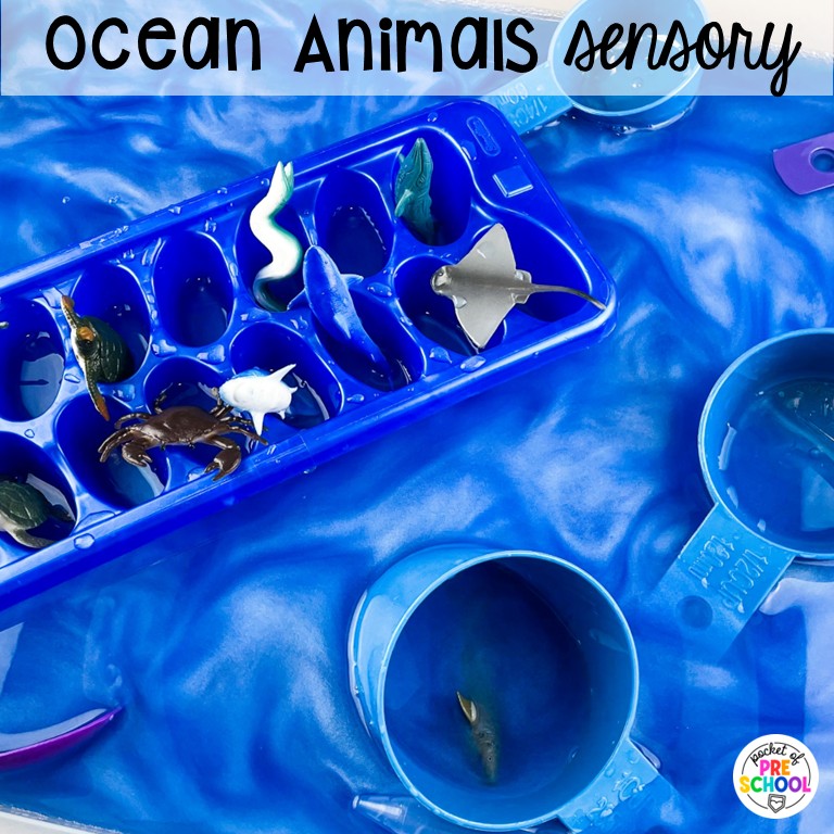 90 Sensory Table Ideas for the Year 73 Ocean animals sensory! Sensory table ideas for the whole year! There are ideas for so many popular early childhood themes, food & nonfood filler ideas, and lots of props and treasures to use with preschool, pre-k, and kindergarten students!