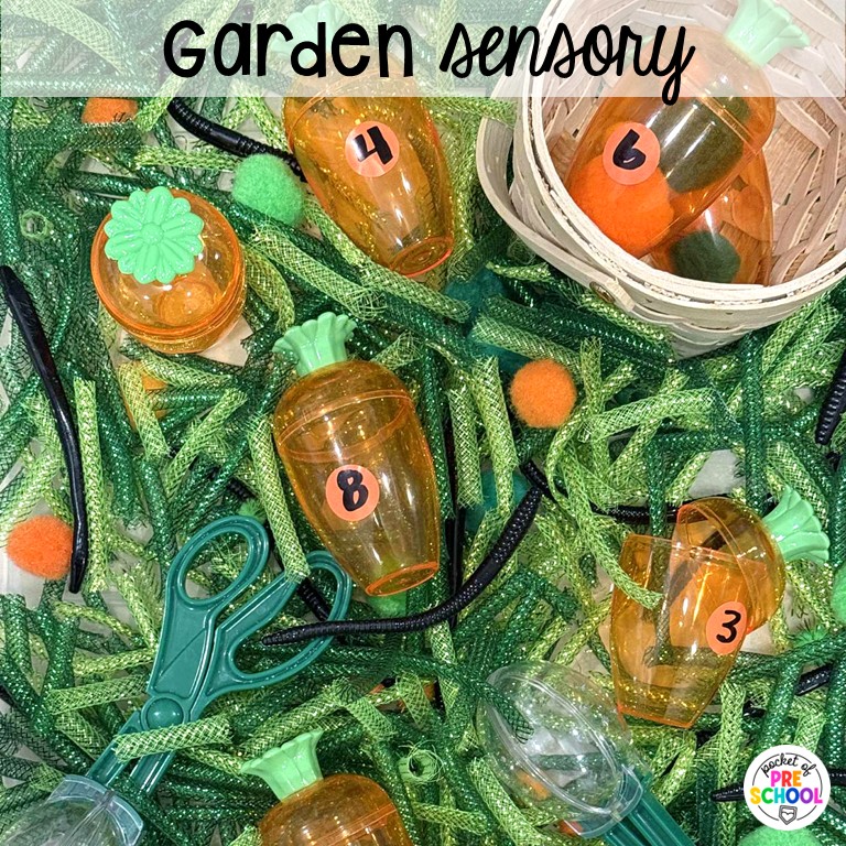 90 Sensory Table Ideas for the Year 7 Garden sensory! Sensory table ideas for the whole year! There are ideas for so many popular early childhood themes, food & nonfood filler ideas, and lots of props and treasures to use with preschool, pre-k, and kindergarten students!