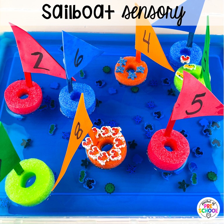 90 Sensory Table Ideas for the Year 16 Sailboat sensory! Sensory table ideas for the whole year! There are ideas for so many popular early childhood themes, food & nonfood filler ideas, and lots of props and treasures to use with preschool, pre-k, and kindergarten students!