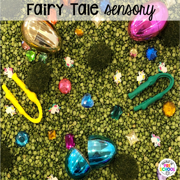 90 Sensory Table Ideas for the Year 36 Fairy tale sensory! Sensory table ideas for the whole year! There are ideas for so many popular early childhood themes, food & nonfood filler ideas, and lots of props and treasures to use with preschool, pre-k, and kindergarten students!