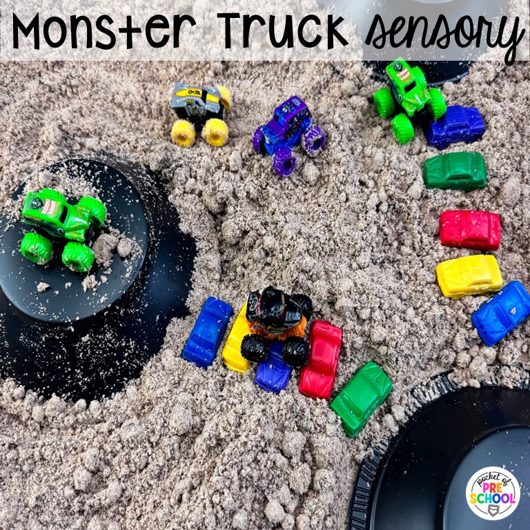 90 Sensory Table Ideas for the Year 57 Monster truck sensory! Sensory table ideas for the whole year! There are ideas for so many popular early childhood themes, food & nonfood filler ideas, and lots of props and treasures to use with preschool, pre-k, and kindergarten students!