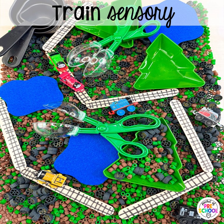 90 Sensory Table Ideas for the Year 59 Train sensory! Sensory table ideas for the whole year! There are ideas for so many popular early childhood themes, food & nonfood filler ideas, and lots of props and treasures to use with preschool, pre-k, and kindergarten students!