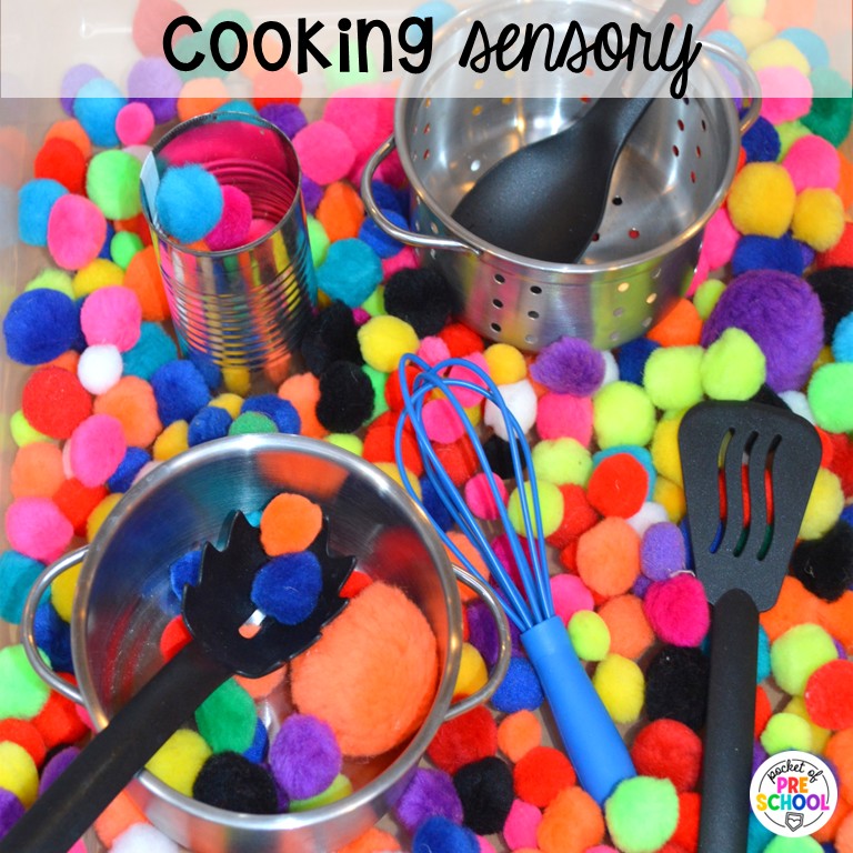 90 Sensory Table Ideas for the Year 68 Cooking sensory! Sensory table ideas for the whole year! There are ideas for so many popular early childhood themes, food & nonfood filler ideas, and lots of props and treasures to use with preschool, pre-k, and kindergarten students!