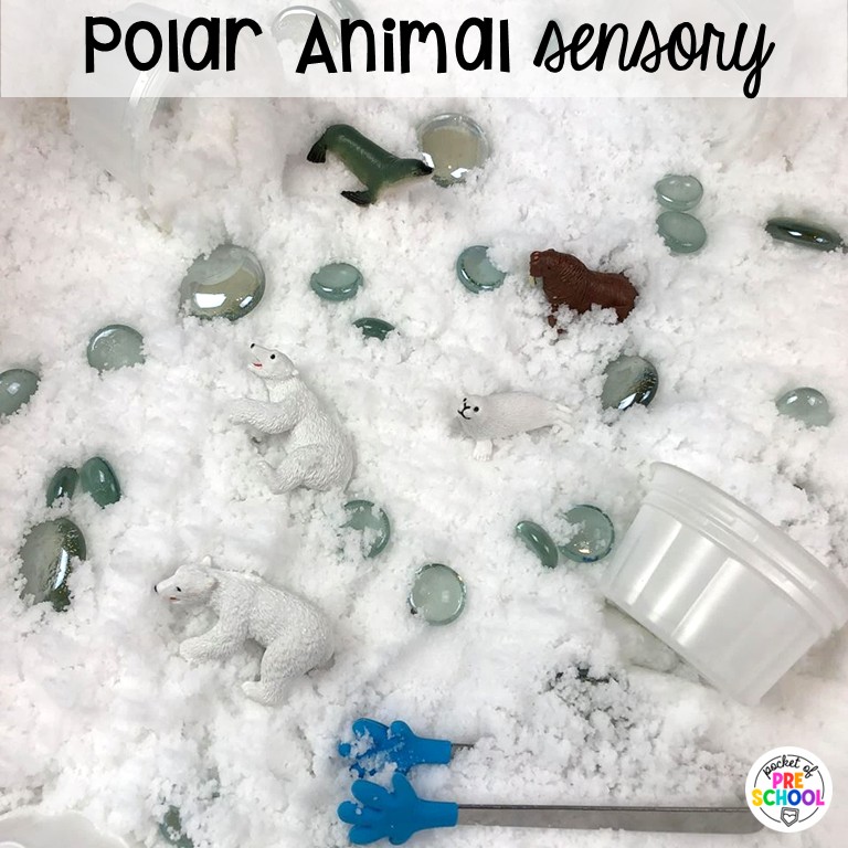 90 Sensory Table Ideas for the Year 75 Polar animal sensory! Sensory table ideas for the whole year! There are ideas for so many popular early childhood themes, food & nonfood filler ideas, and lots of props and treasures to use with preschool, pre-k, and kindergarten students!