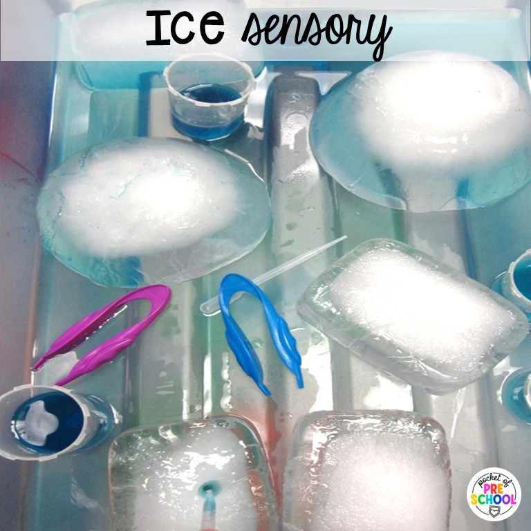 90 Sensory Table Ideas for the Year 82 Ice sensory! Sensory table ideas for the whole year! There are ideas for so many popular early childhood themes, food & nonfood filler ideas, and lots of props and treasures to use with preschool, pre-k, and kindergarten students!