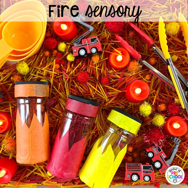 90 Sensory Table Ideas for the Year 8 Fire sensory! Sensory table ideas for the whole year! There are ideas for so many popular early childhood themes, food & nonfood filler ideas, and lots of props and treasures to use with preschool, pre-k, and kindergarten students!