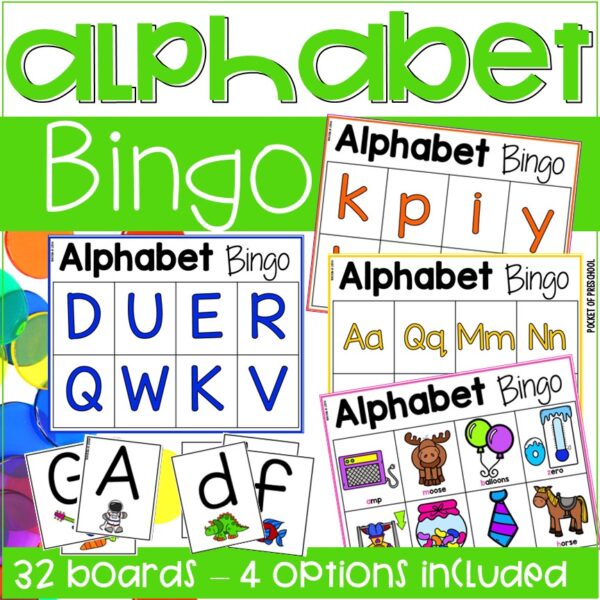 Alphabet Bingo Games are a fun, hands-on alphabet game! Students will learn through play to practice identifying uppercase letters, lowercase letters, and letter sounds. This was created for preschool, pre-k, TK, and kindergarten classrooms.