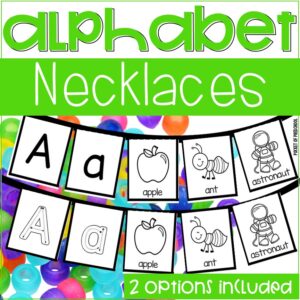 Alphabet Necklaces are a fun, hands-on alphabet game! Students will learn through play to practice identifying uppercase letters, lowercase letters, and letter sounds. This was created for preschool, pre-k, TK, and kindergarten classrooms.