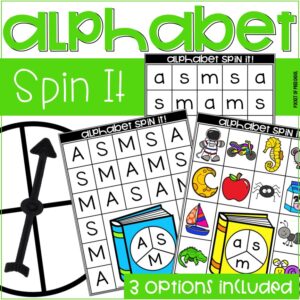 Alphabet Spin It is a fun, hands-on alphabet game! Students will learn through play to practice identifying uppercase letters, lowercase letters, and letter sounds. This was created for preschool, pre-k, TK, and kindergarten classrooms.