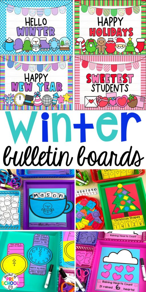 Winter Bulletin Boards & Crafts for Preschool, Pre-K, & Kindergarten 22 Check out these adorable winter bulletin board kits & crafts. They are low-prep and perfect for preschool, pre-k, and kindergarten classrooms.