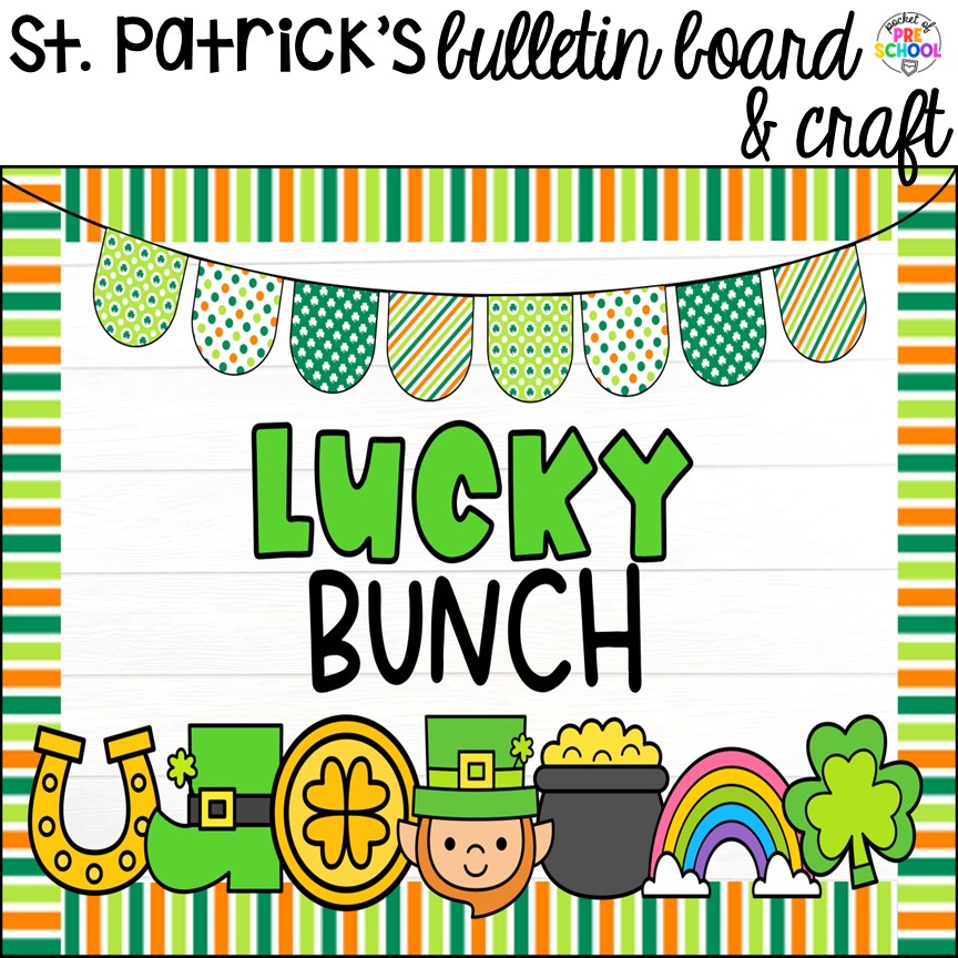 Spring Bulletin Boards & Crafts for Preschool, Pre-K, & Kindergarten 4 St. Patrick's bulletin board and craft! Check out these adorable spring bulletin board kits & crafts. They are low-prep and perfect for preschool, pre-k, and kindergarten classrooms.