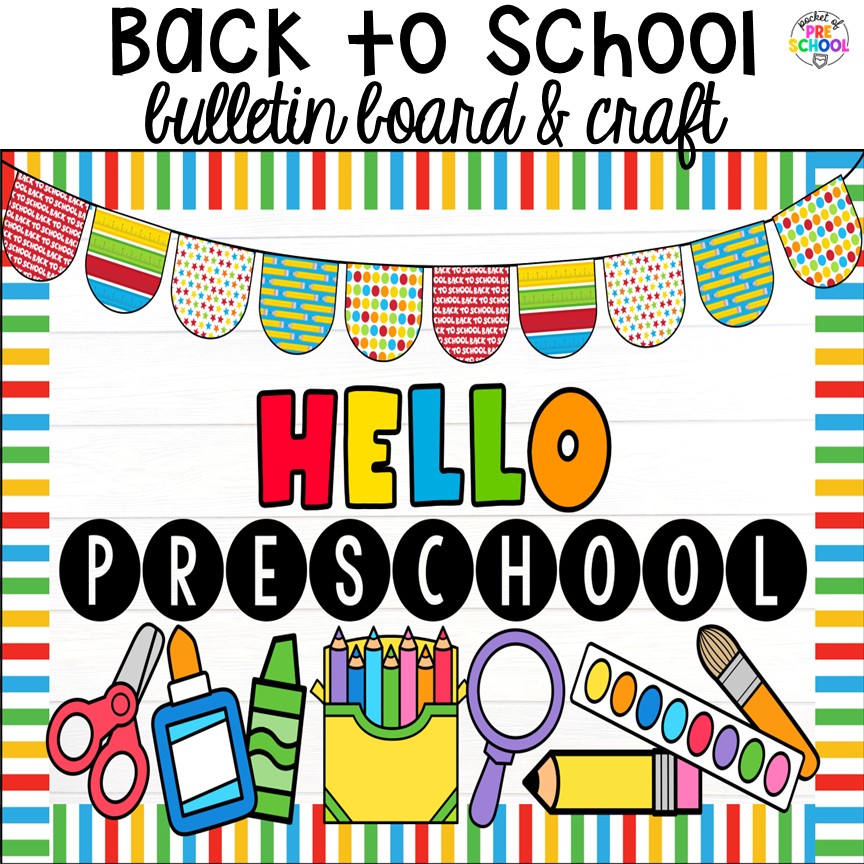 Fall Bulletin Boards & Crafts for Preschool, Pre-K, & Kindergarten 2 Back to School bulletin board! Check out these adorable fall bulletin board kits & crafts. They are low-prep and perfect for preschool, pre-k, and kindergarten classrooms.