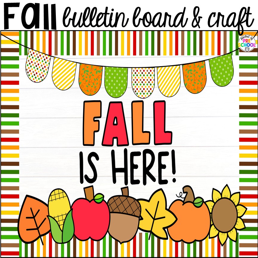 Fall Bulletin Boards & Crafts for Preschool, Pre-K, & Kindergarten 4 Fall bulletin board! Check out these adorable fall bulletin board kits & crafts. They are low-prep and perfect for preschool, pre-k, and kindergarten classrooms.